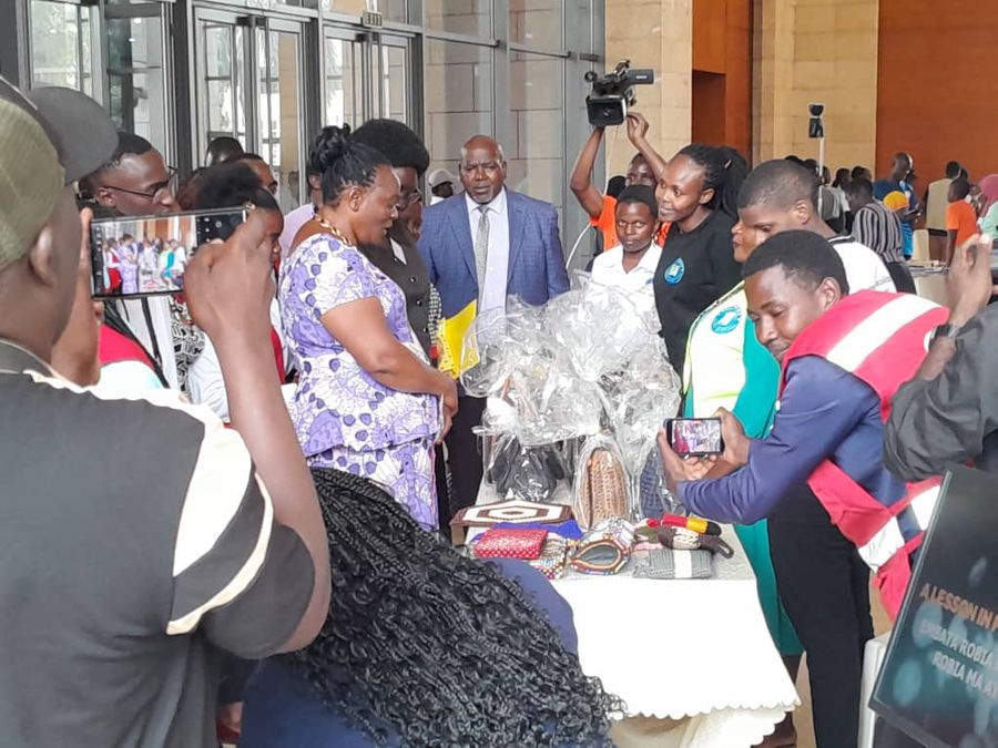 Young people presenting their work at the literacy day showcase