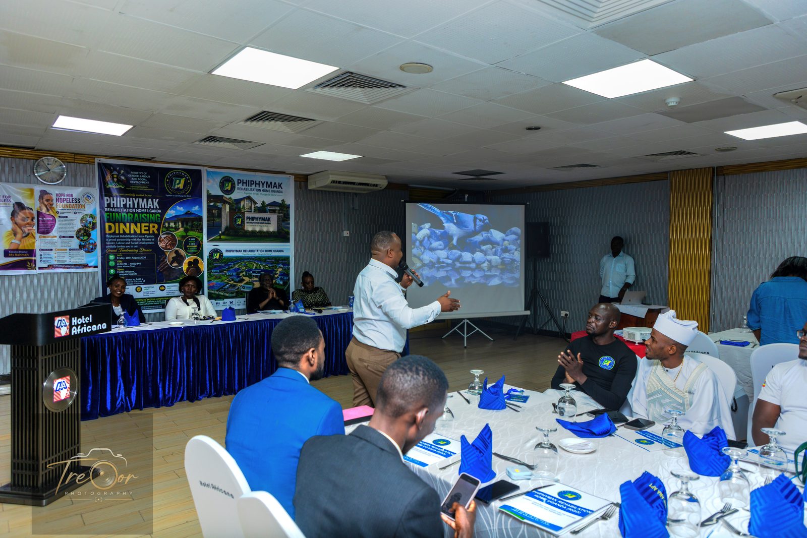 A presentation on the safe haven plans shown to guests during the evening