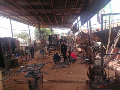 A metalwork yard where PhiphyMak trainees learn fabrication