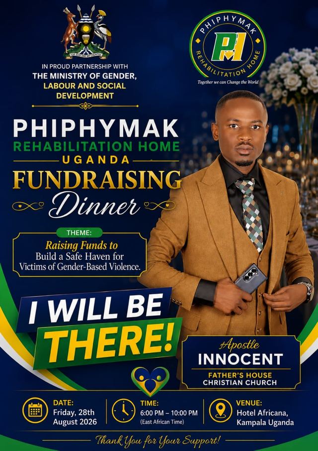 Fundraising Dinner advert featuring Apostle Innocent of Father’s House Christian Church