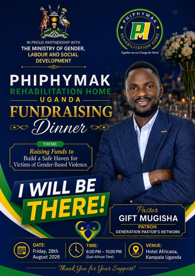 Fundraising Dinner advert featuring Pastor Gift Mugisha of Generation Pastor’s Network