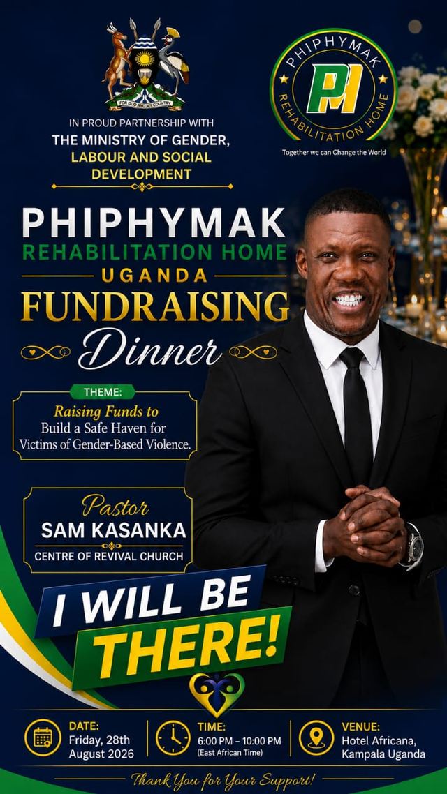 Fundraising Dinner advert featuring Pastor Sam Kasanka of Centre of Revival Church